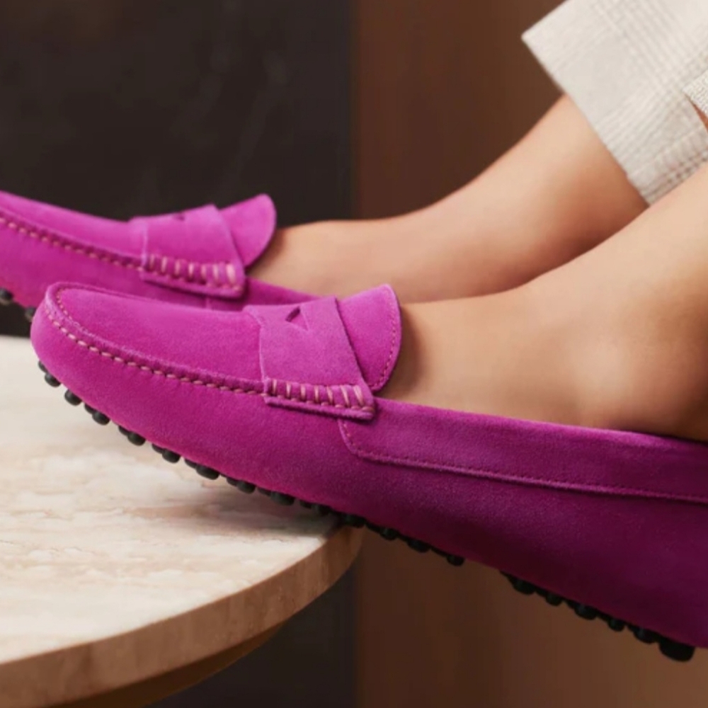 Cole Haan Women's Fuchsia Suede Driving Loafers